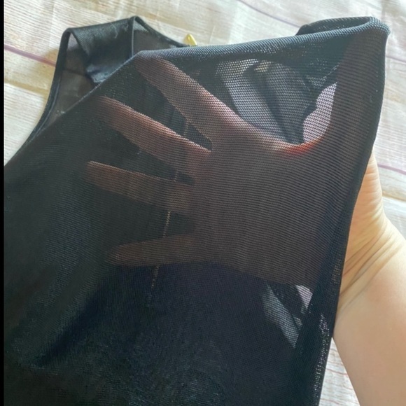 A.L.C Drop Waist Black Dress with layered ruffle hem and a mesh bodice - M - Picture 9 of 14